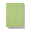 Ken the Cat sitting on laptop with notebook typo green A5 hardback journal back cover