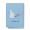 Ken the Cat think outside the box with litter tray blue A5 hardback journal front cover