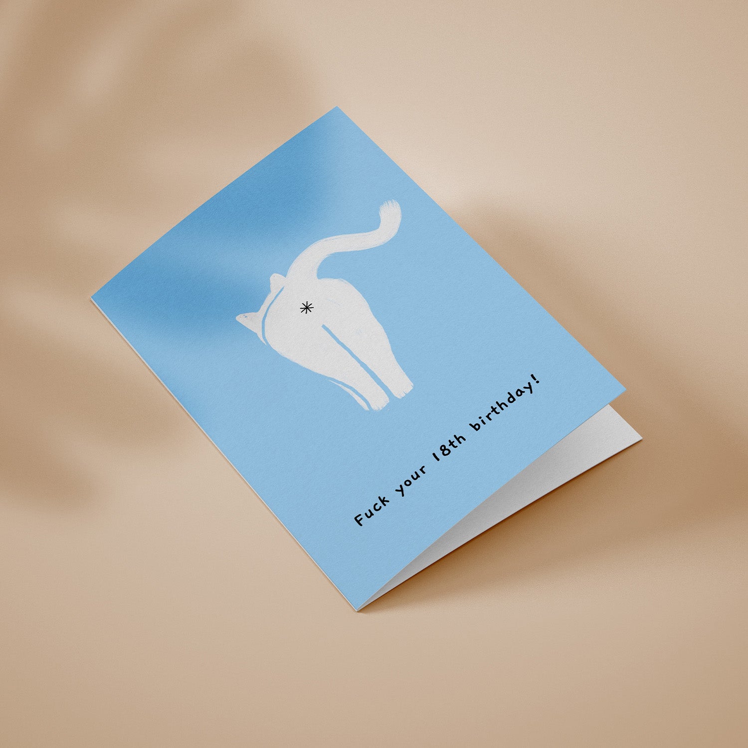 Ken the cat arsehole - f*ck your 18th funny 18th birthday card in blue