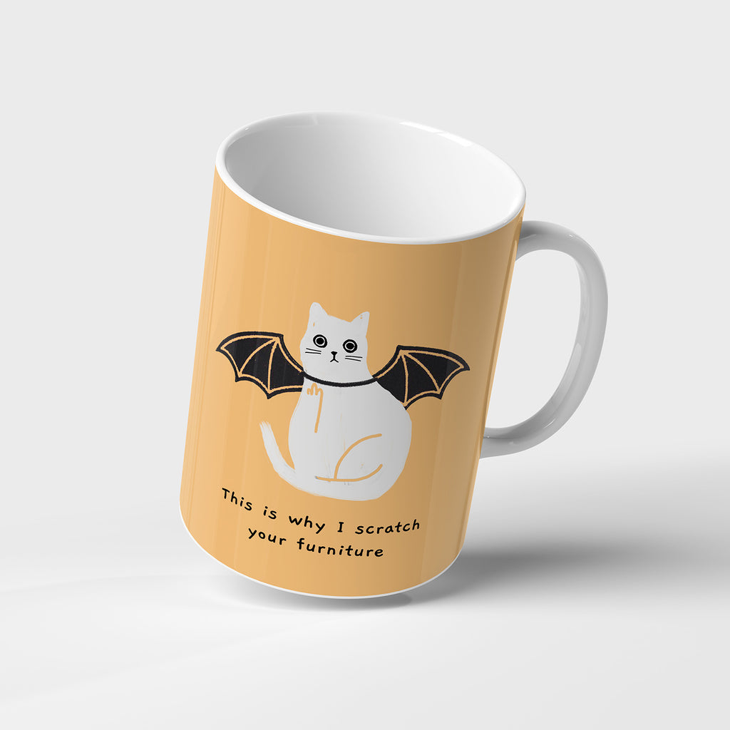 Ken the Cat limited edition Halloween mug in orange. Premium ceramic 11oz mug