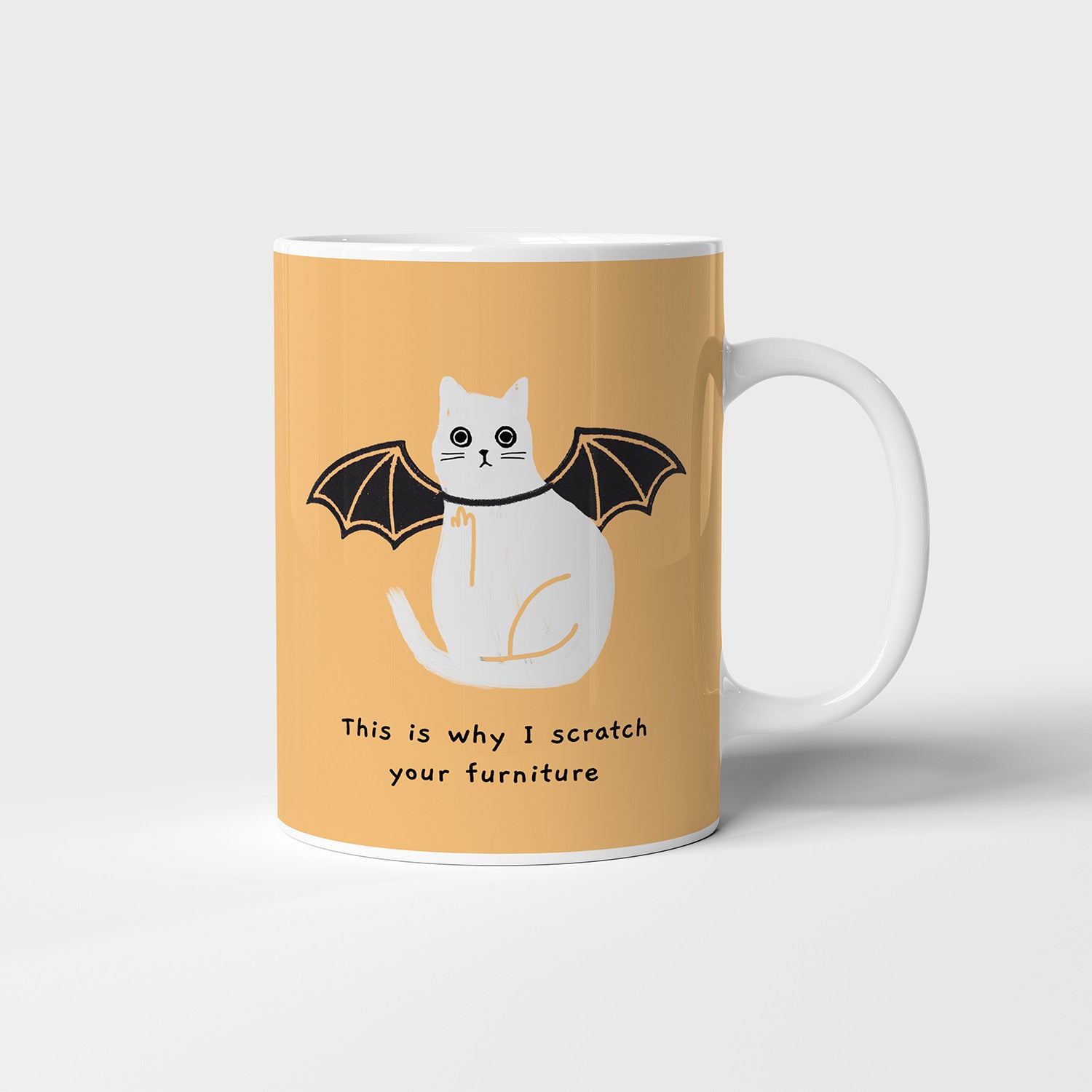 Ken the Cat limited edition Halloween mug in orange. Premium ceramic 11oz mug