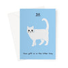Ken the cat funny 30th birthday card in blue - your gift is in the litter tray