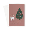 Ken the Cat Red 5x7&quot; Christmas Card - I just pissed on the tree, Ken walking away from tree