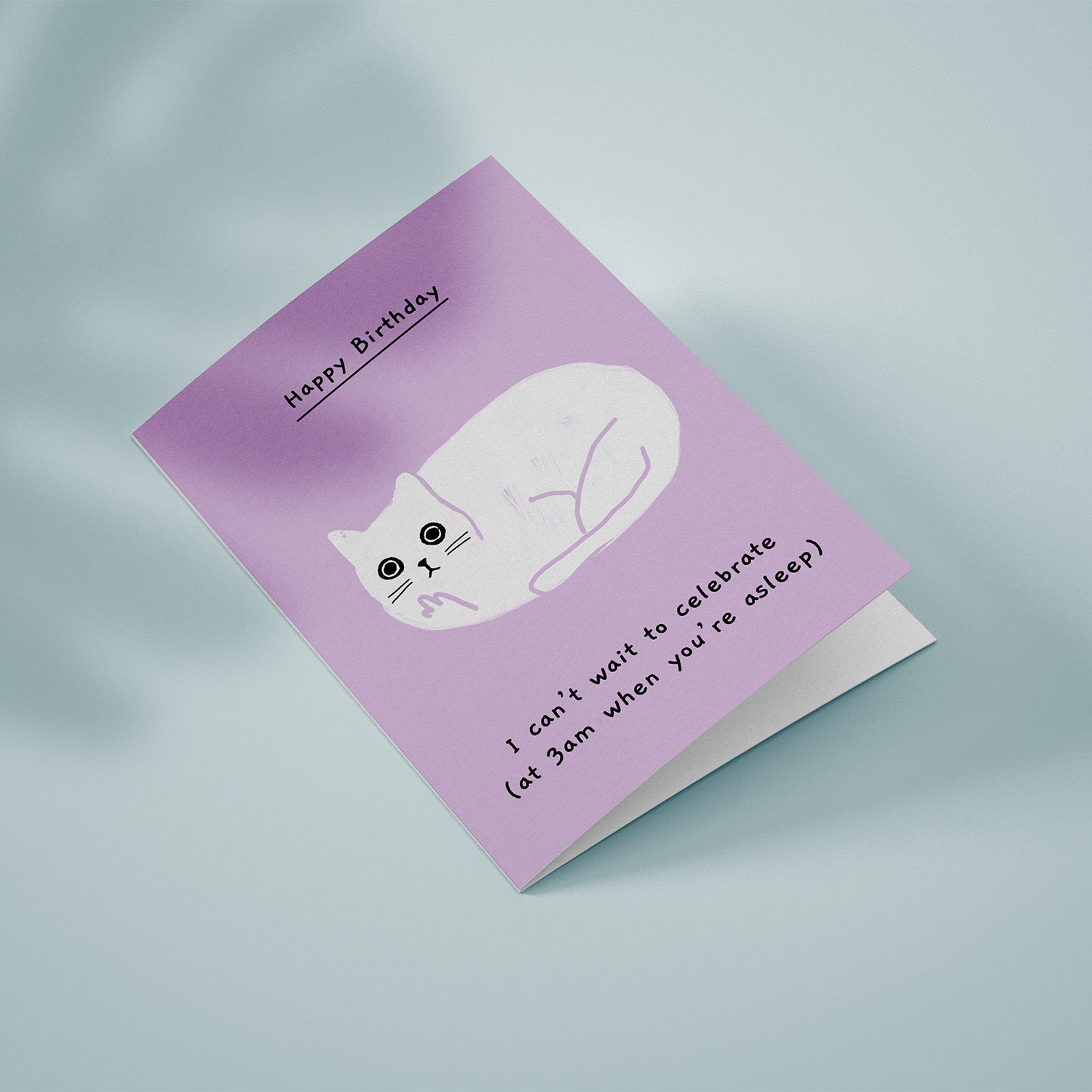 Ken the cat 3am celebration birthday card purple