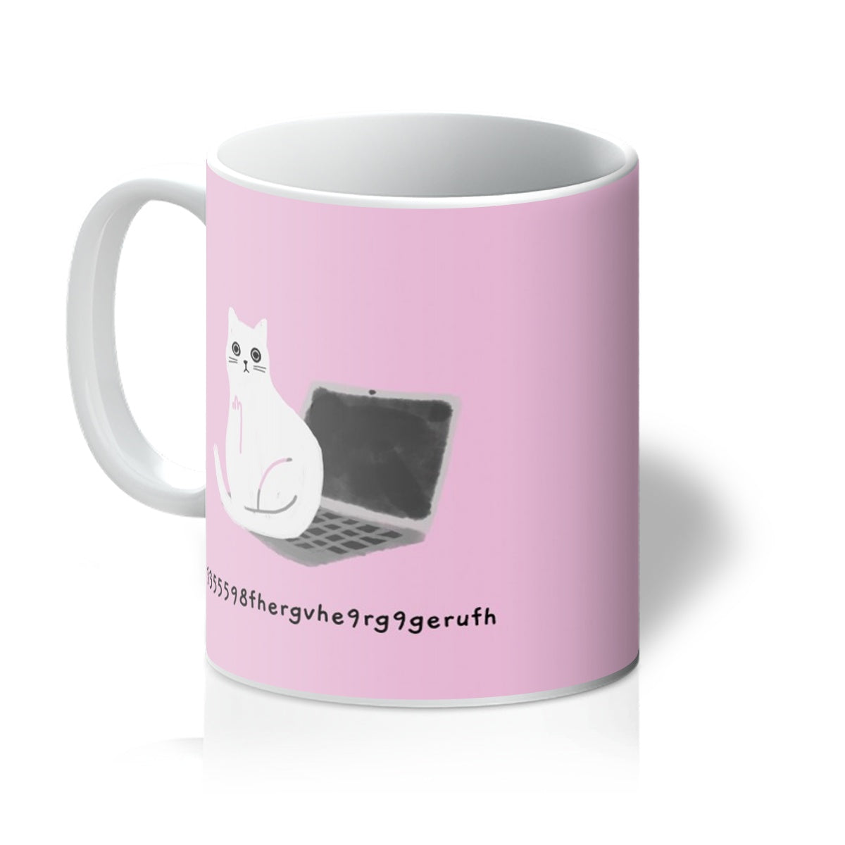 Ken the cat coffee typo pink ceramic mug all over print