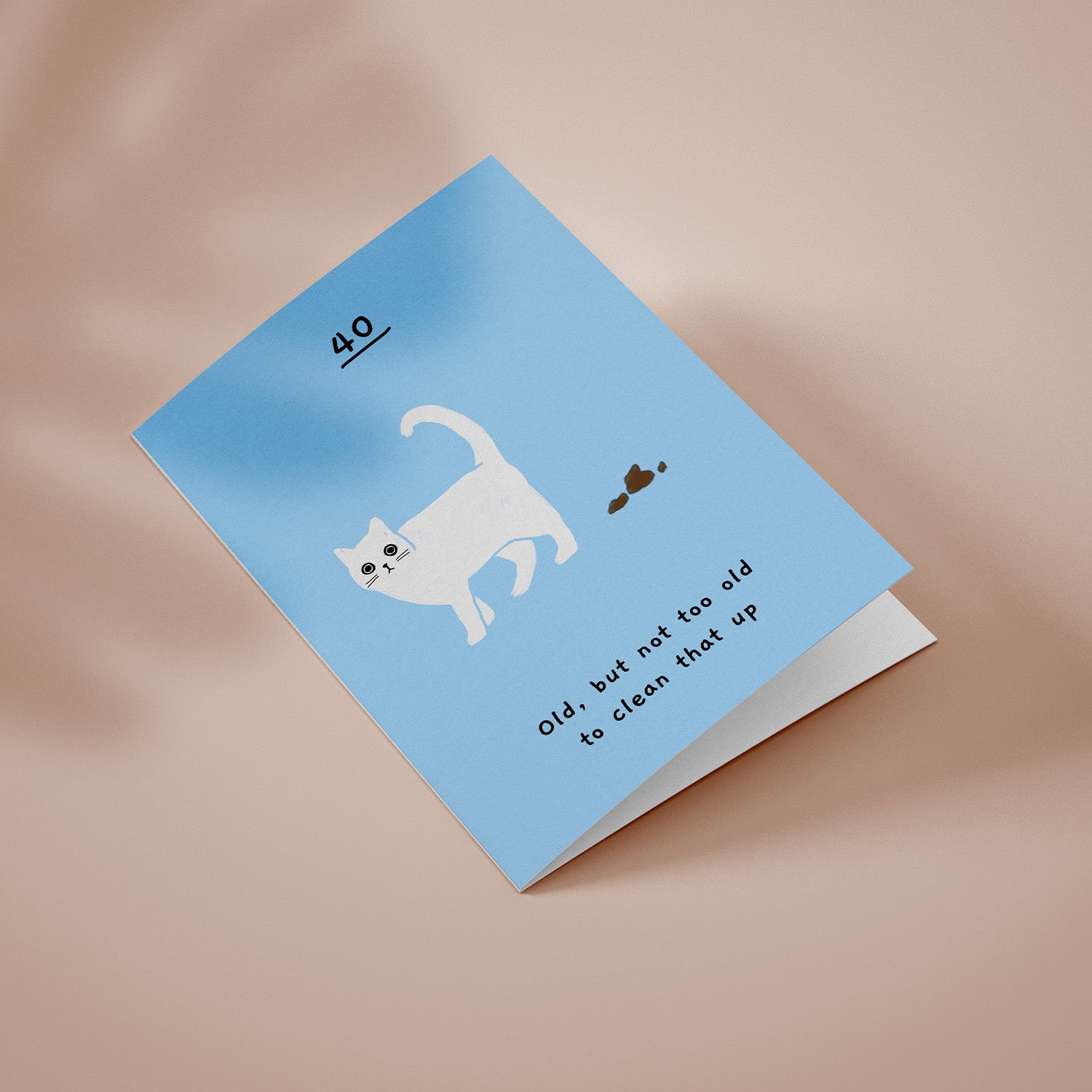 Ken the cat funny 40th birthday card in blue - old, but not too old 