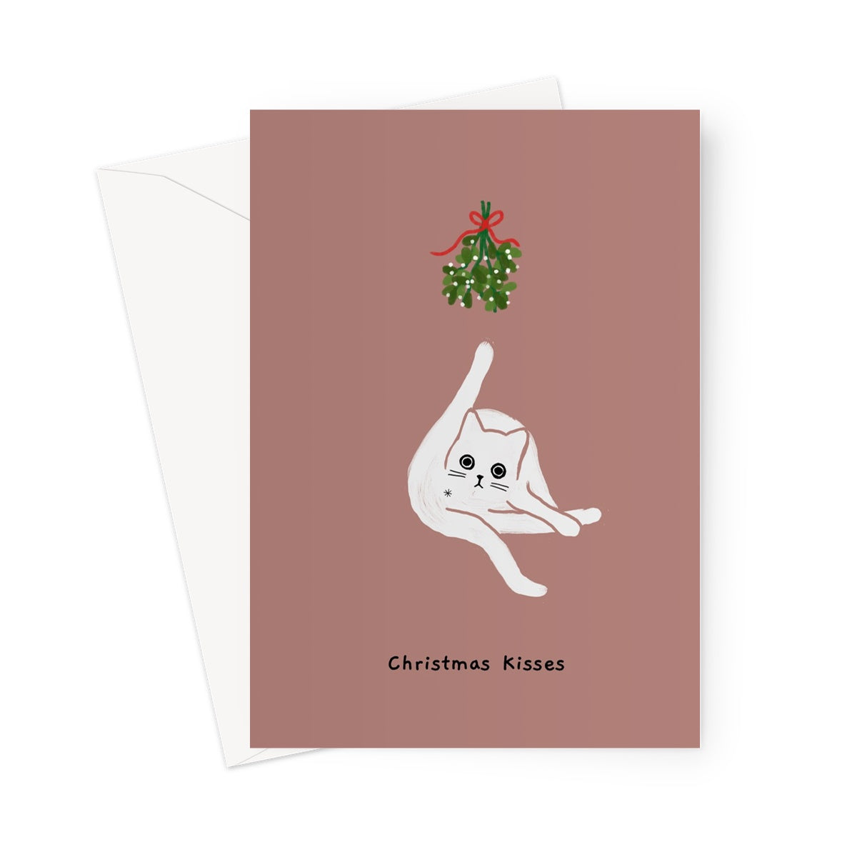 Ken the Cat funny Christmas card for cat lovers - Christmas kisses