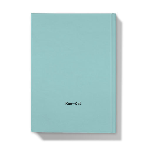 Ken the Cat scratching up Banksy artwork blue A5 hardback journal back cover with Ken the Cat logo