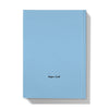 Ken the Cat think outside the box with litter tray blue A5 hardback journal back cover with Ken the Cat logo