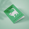 Ken the cat Father&#39;s Day card - Your gift is in the litter tray - Ken walking on green background