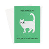 Ken the cat Father&#39;s Day card - Your gift is in the litter tray - Ken walking on green background