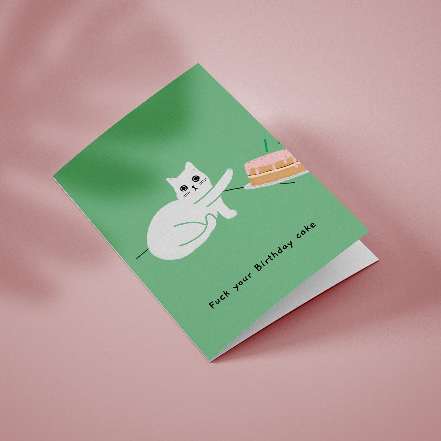 Ken the Cat f your birthday cake funny birthday card in green