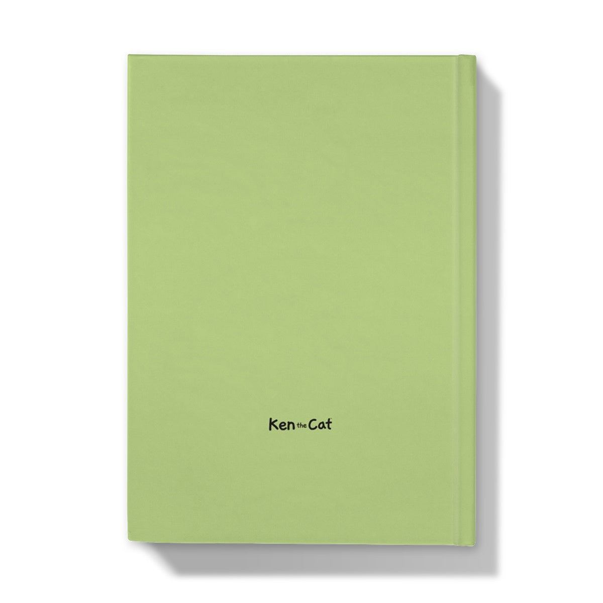 Ken the Cat sitting on laptop with notebook typo green A5 hardback journal front cover