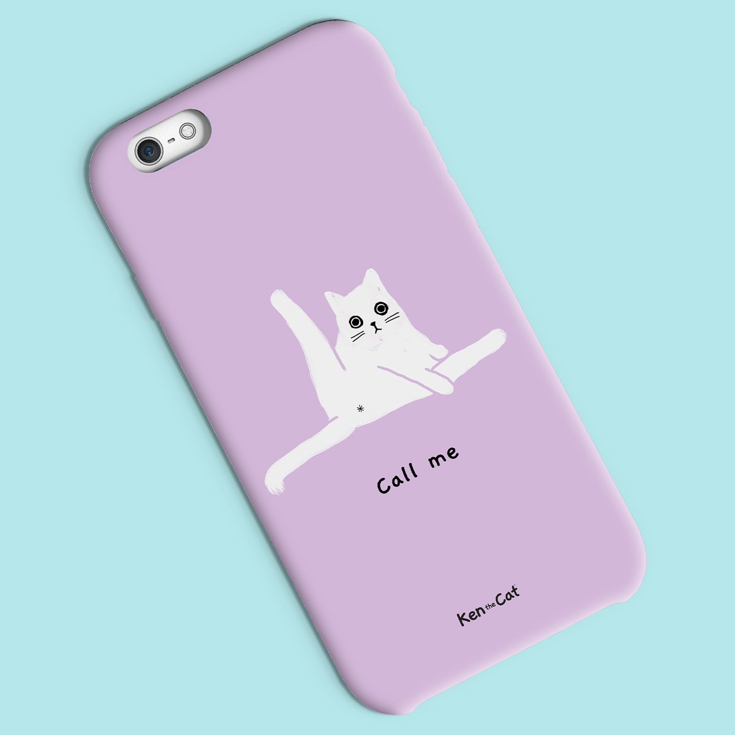 Ken the cat call me phone case in purple