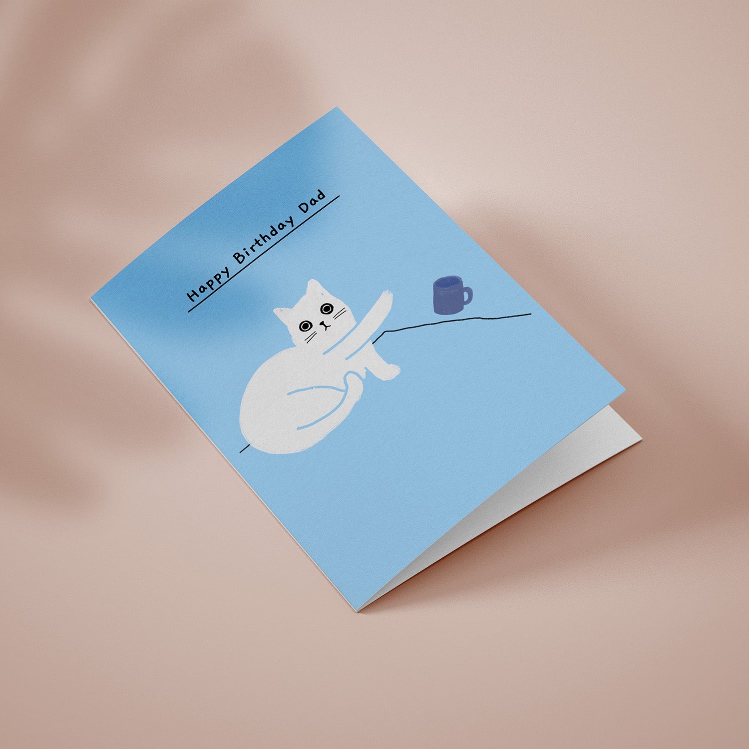 Ken the cat funny birthday card for Dad in blue - mug