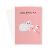 Ken the cat funny birthday card for Mum in pink - Ken pushing over wine glass