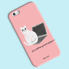Ken the cat sitting on laptop with typo phone case in pink