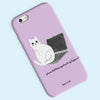 Ken the cat sitting on laptop with typo phone case in purple