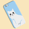 Ken the cat middle finger close up phone case in blue