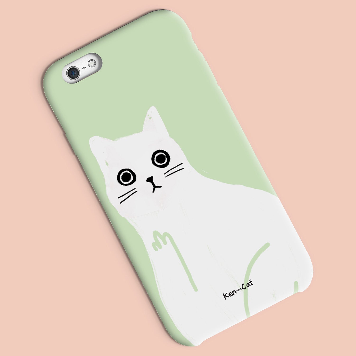 Ken the cat middle finger close up phone case in green