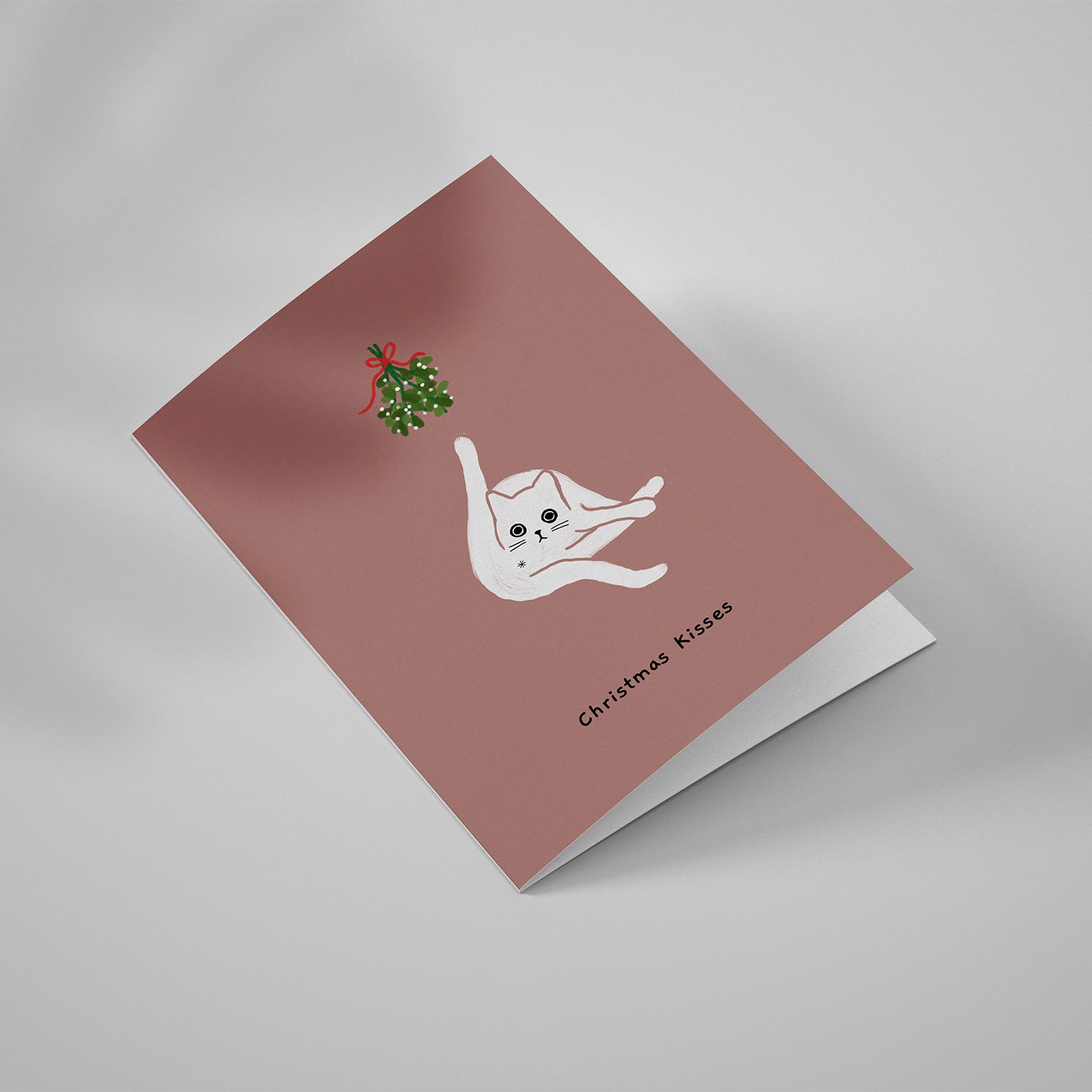 Ken the Cat funny Christmas card for cat lovers - Christmas kisses