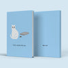 Ken the Cat think outside the box with litter tray blue A5 hardback journal front and back